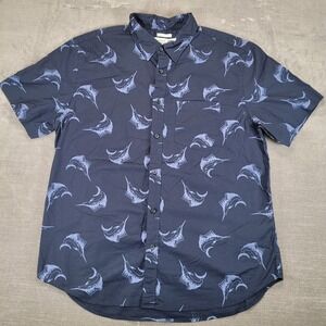 Old Navy The‎ Classic Shirt Mens XL Slim Fit Blue Swordfish Short Sleeve